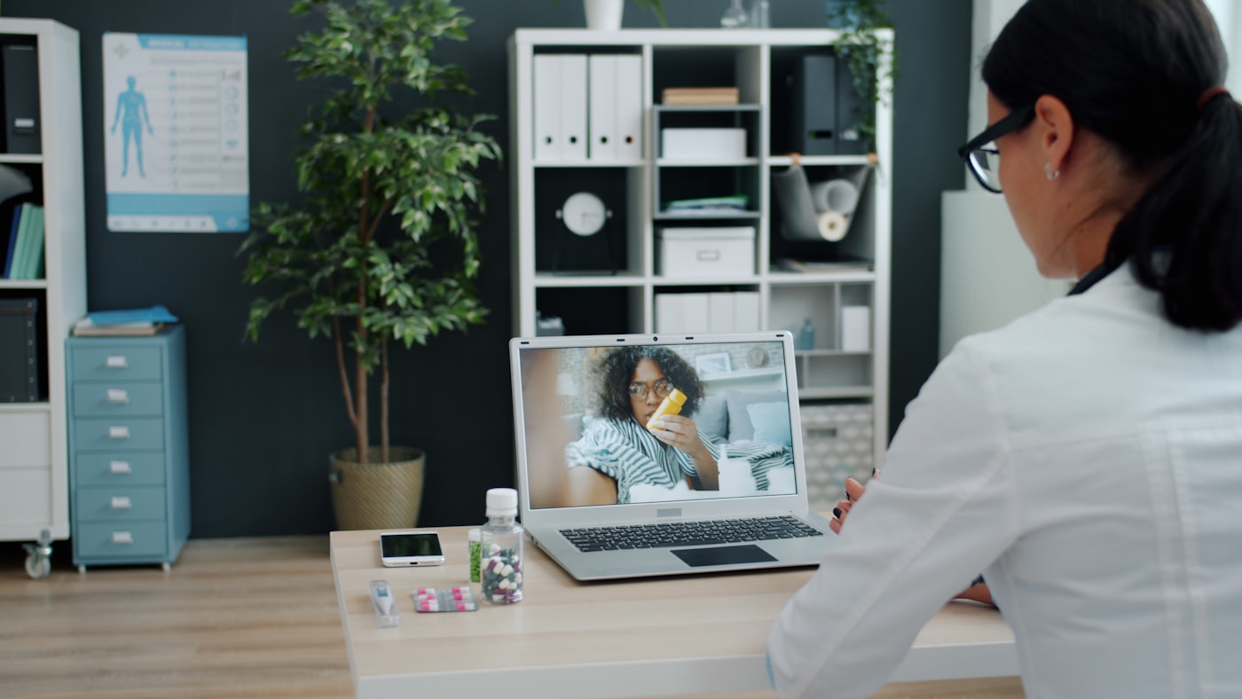 Doctor on a video tele-consultation